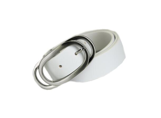 Belte, 3cm m/oval spenne   hvit 